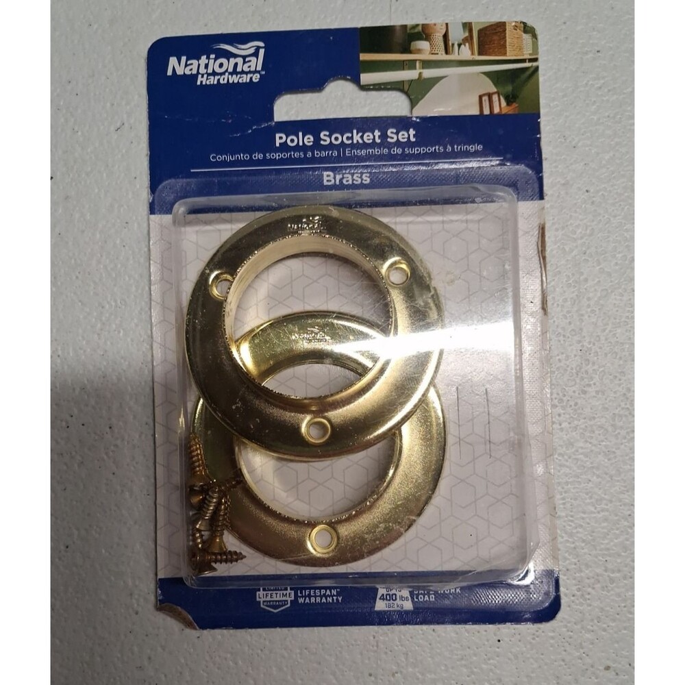 National Hardware Pole Socket Set 1-3/8" opening Brass Finish N191-551
